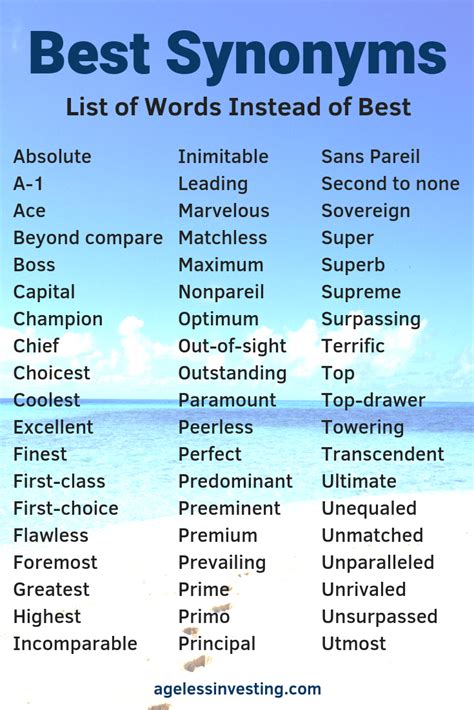 synonyms for the word best.